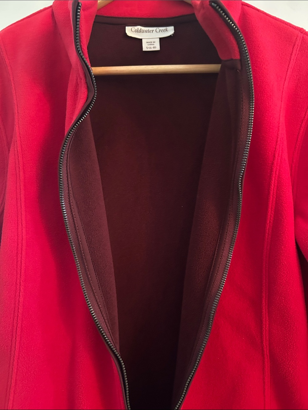 Coldwater Creek Red Zip-Front fleece Jacket, Size Small (6-8) Women’s - Picture 4 of 10